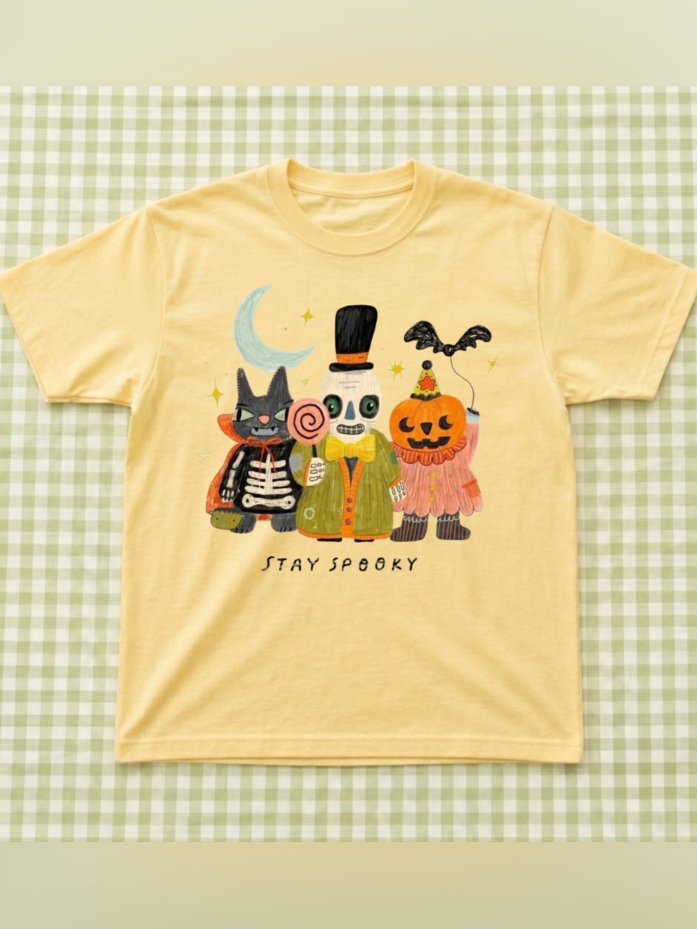 Stay Spooky Halloween Costume Tee, Yellow Vintage Shirt For Unisex